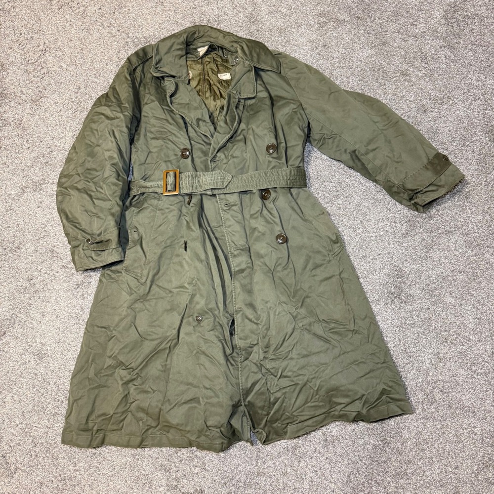 Vintage 1946 US Military Overcoat Field O.D. 7 Sigmund Eisner Large Trench Coat